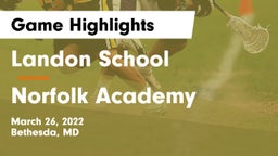 Landon School vs Norfolk Academy Game Highlights - March 26, 2022