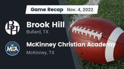 Recap: Brook Hill   vs. McKinney Christian Academy 2022