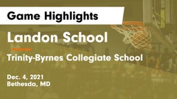 Landon School vs Trinity-Byrnes Collegiate School Game Highlights - Dec. 4, 2021