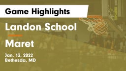 Landon School vs Maret  Game Highlights - Jan. 13, 2022