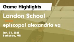 Landon School vs episcopal  alexandria va Game Highlights - Jan. 31, 2023