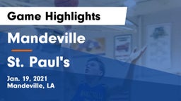 Mandeville  vs St. Paul's  Game Highlights - Jan. 19, 2021