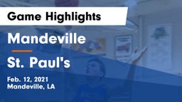 Mandeville  vs St. Paul's  Game Highlights - Feb. 12, 2021