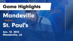 Mandeville  vs St. Paul's  Game Highlights - Jan. 18, 2022