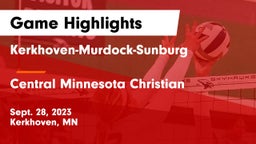 Kerkhoven-Murdock-Sunburg  vs Central Minnesota Christian Game Highlights - Sept. 28, 2023