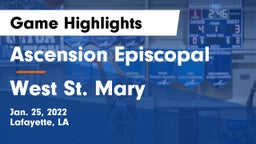 Ascension Episcopal  vs West St. Mary  Game Highlights - Jan. 25, 2022