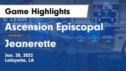 Ascension Episcopal  vs Jeanerette  Game Highlights - Jan. 28, 2022