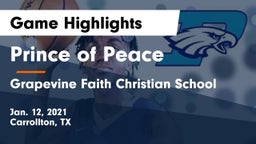 Prince of Peace  vs Grapevine Faith Christian School Game Highlights - Jan. 12, 2021