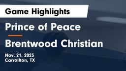 Prince of Peace  vs Brentwood Christian  Game Highlights - Nov. 21, 2023