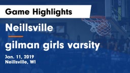 Neillsville  vs gilman girls varsity Game Highlights - Jan. 11, 2019