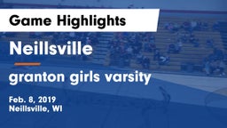 Neillsville  vs granton girls varsity Game Highlights - Feb. 8, 2019