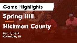 Spring Hill  vs Hickman County  Game Highlights - Dec. 3, 2019