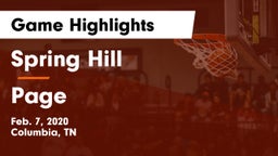 Spring Hill  vs Page  Game Highlights - Feb. 7, 2020