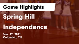Spring Hill  vs Independence  Game Highlights - Jan. 12, 2021