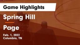 Spring Hill  vs Page  Game Highlights - Feb. 1, 2022