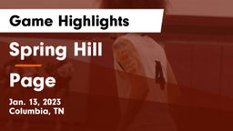 Spring Hill  vs Page  Game Highlights - Jan. 13, 2023