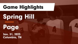 Spring Hill  vs Page  Game Highlights - Jan. 31, 2023