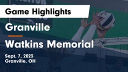 Granville  vs Watkins Memorial  Game Highlights - Sept. 7, 2023