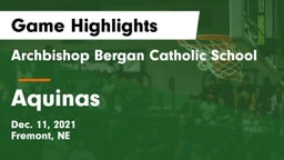 Archbishop Bergan Catholic School vs Aquinas  Game Highlights - Dec. 11, 2021