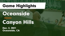 Oceanside  vs Canyon Hills  Game Highlights - Dec. 2, 2021