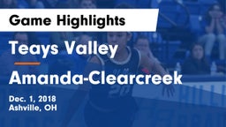 Teays Valley  vs Amanda-Clearcreek  Game Highlights - Dec. 1, 2018