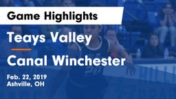 Teays Valley  vs Canal Winchester Game Highlights - Feb. 22, 2019