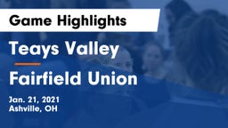 Teays Valley  vs Fairfield Union  Game Highlights - Jan. 21, 2021