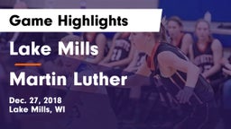 Lake Mills  vs Martin Luther  Game Highlights - Dec. 27, 2018