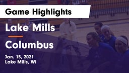 Lake Mills  vs Columbus  Game Highlights - Jan. 15, 2021