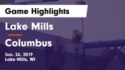 Lake Mills  vs Columbus  Game Highlights - Jan. 26, 2019