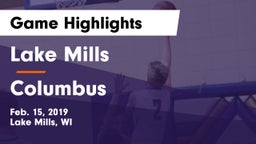 Lake Mills  vs Columbus  Game Highlights - Feb. 15, 2019