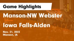 Manson-NW Webster  vs Iowa Falls-Alden  Game Highlights - Nov. 21, 2023