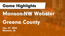 Manson-NW Webster  vs Greene County  Game Highlights - Jan. 27, 2024