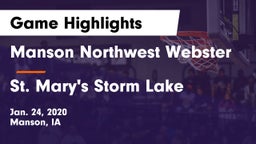 Manson Northwest Webster  vs St. Mary's Storm Lake Game Highlights - Jan. 24, 2020