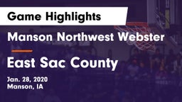 Manson Northwest Webster  vs East Sac County  Game Highlights - Jan. 28, 2020