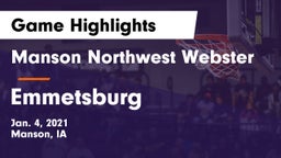 Manson Northwest Webster  vs Emmetsburg  Game Highlights - Jan. 4, 2021