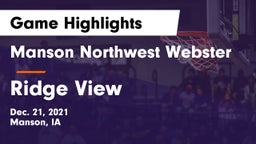 Manson Northwest Webster  vs Ridge View  Game Highlights - Dec. 21, 2021