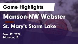 Manson-NW Webster  vs St. Mary's Storm Lake Game Highlights - Jan. 19, 2024