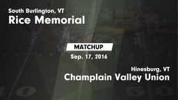 Matchup: Rice Memorial High vs. Champlain Valley Union  2016