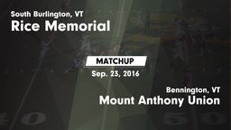 Matchup: Rice Memorial High vs. Mount Anthony Union  2016