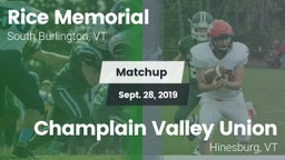 Matchup: Rice Memorial High vs. Champlain Valley Union  2019