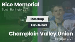 Matchup: Rice Memorial High vs. Champlain Valley Union  2020