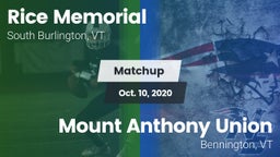 Matchup: Rice Memorial High vs. Mount Anthony Union  2020