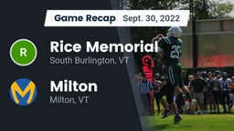 Recap: Rice Memorial  vs. Milton  2022