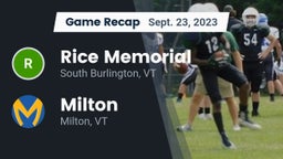 Recap: Rice Memorial  vs. Milton  2023