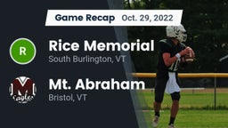 Recap: Rice Memorial  vs. Mt. Abraham  2022