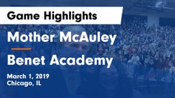 Mother McAuley  vs Benet Academy Game Highlights - March 1, 2019