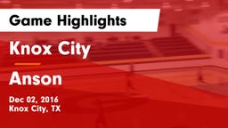 Knox City  vs Anson Game Highlights - Dec 02, 2016