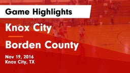 Knox City  vs Borden County Game Highlights - Nov 19, 2016