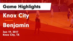 Knox City  vs Benjamin  Game Highlights - Jan 19, 2017